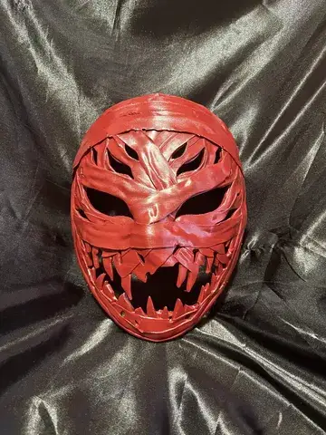 Real product photo of the red lich mummy horror mask